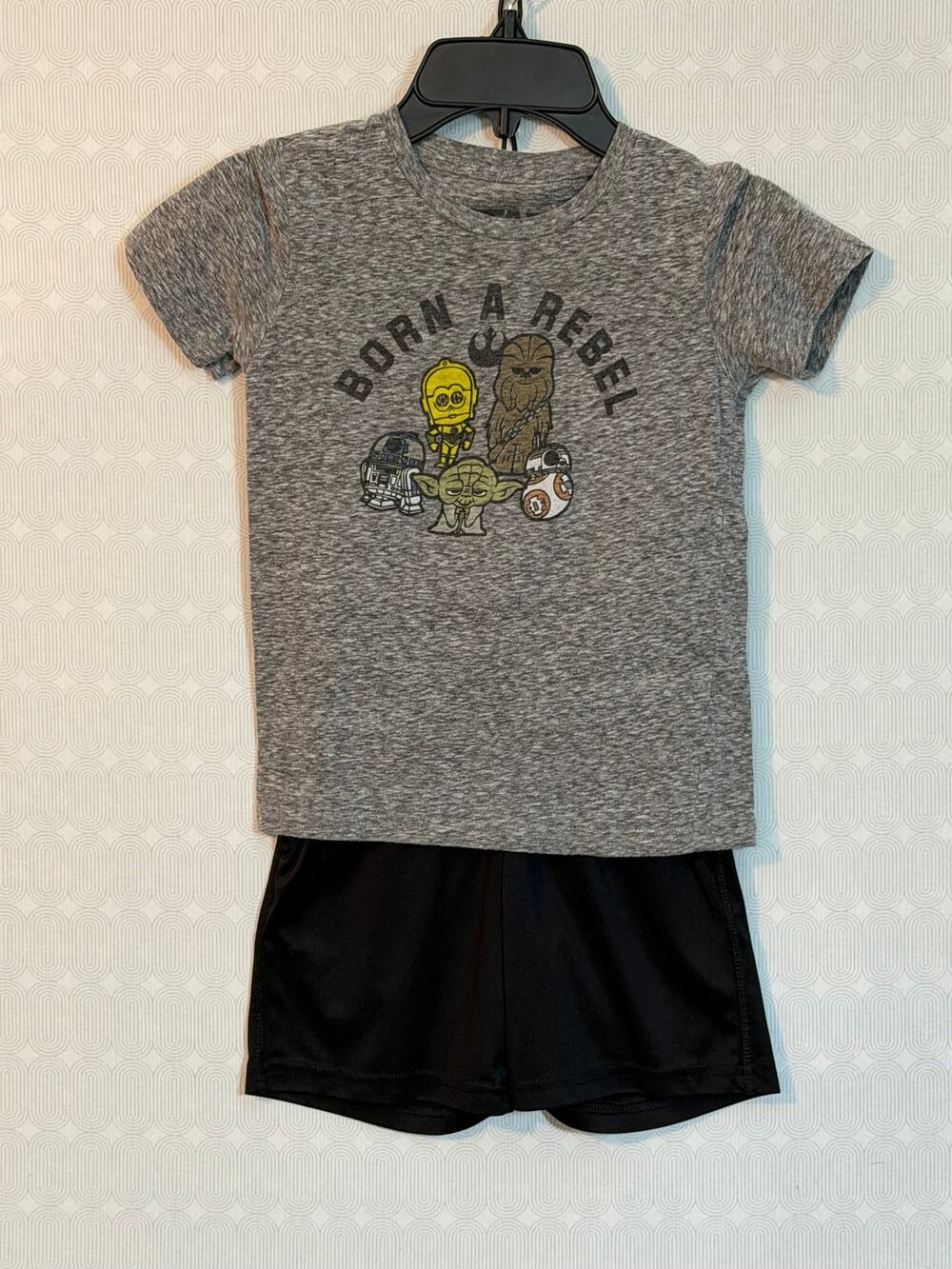 Boys Size 5 Star Wars Born a Rebel T-Shirt Cat & Jack Athletic Shorts Set